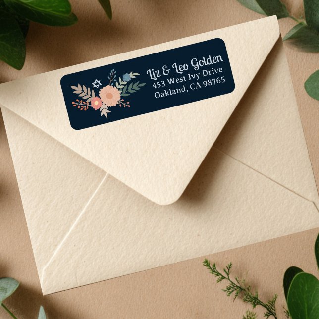 HANUKKAH Hand-Drawn CUSTOM Return Address  Label (HANUKKAH Hand-Drawn Floral CUSTOM Return Address Label
)