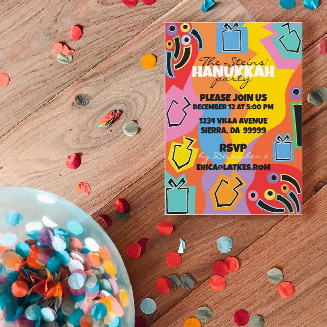 Hanukkah Hanukkah Happy Art Invitation (Hope you enjoy my newest Hanukkah/Chanukah designs to get your party started!)