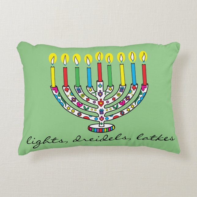 Hanukkah Hanukkiah Bright Lights Decorative Cushion (Front)