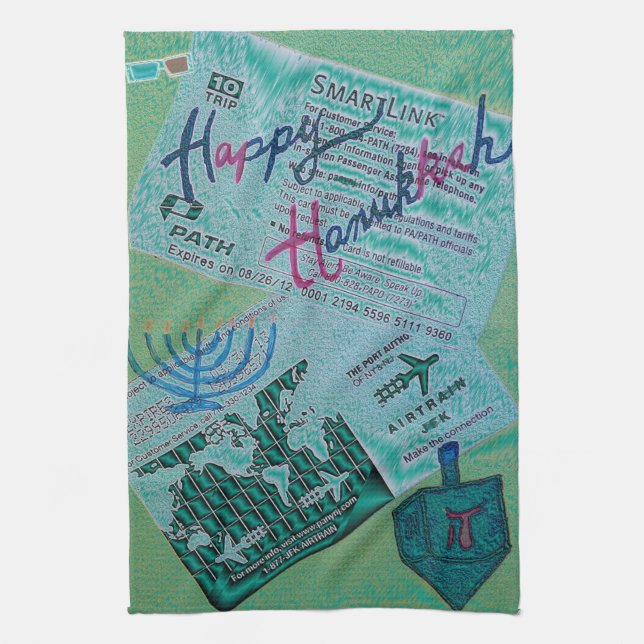 Hanukkah Happiness Tea Towel (Vertical)