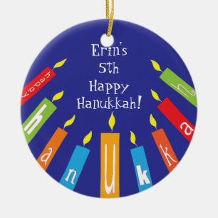 Hanukkah Happy Colourful Candles Ornament
