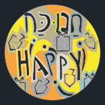 Hanukkah Happy Glitzy Happy Stickers (1 1/2"/3")<br><div class="desc">Hanukkah Happy Glitzy Art Holiday stickers. Choose from 1 1/2" and 3" stickers. Thanks for stopping and shopping by! Your business is very much appreciated! Happy Hanukkah! Shape: Classic Round Sticker Make your unique style stick by creating custom stickers for every occasion! From special mailings and scrapbooking to kids’ activities...</div>