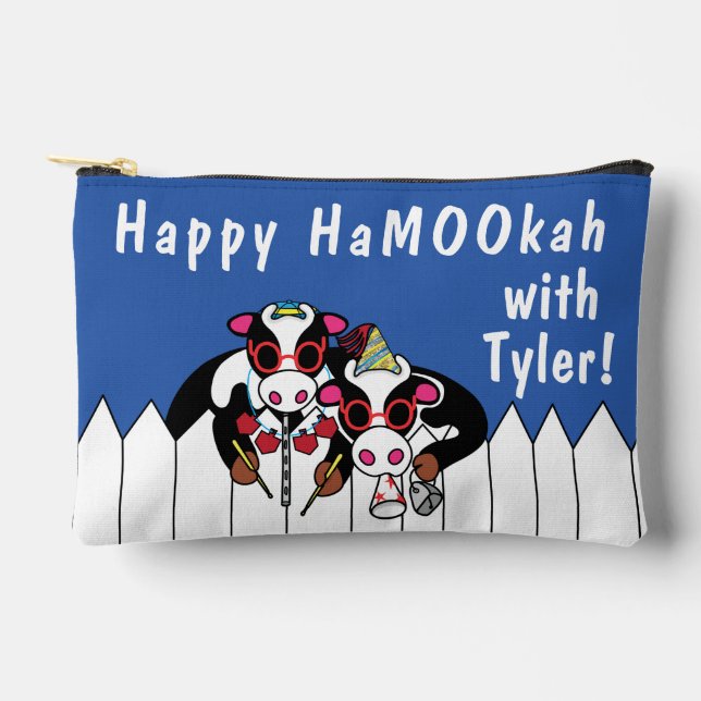 Hanukkah Happy HaMOOkah Accessory Pouch (Front)