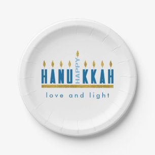Hanukkah   Happy Hanukkah Menorah Custom Paper Plate