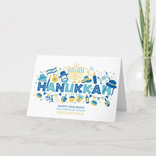 Hanukkah Happy Holidays Personalised Name Holiday Card