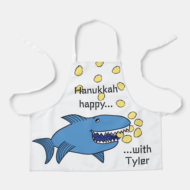 Hanukkah Happy Shark Apron (Front)