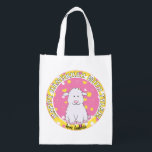 Hanukkah Happy with Pink Lambie Reusable Grocery Bag<br><div class="desc">Hanukkah Happy with Pink Lambie, white 2-sided bag. All design elements can be edited. All editable text can be deleted and replaced with your own message. Use your favourite font colour, size, and style. Happy Hanukkah/Chanukah! Style: Reusable Bag Go green and save the planet with our reusable grocery bag! Made...</div>
