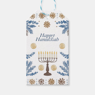 Hanukkah Harmony watercolor  Festival of Lights  Gift Tags