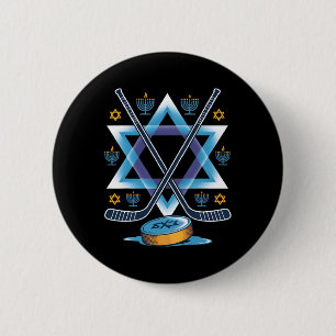 Hanukkah Hockey Menorah Star Holiday Sports Festiv 6 Cm Round Badge