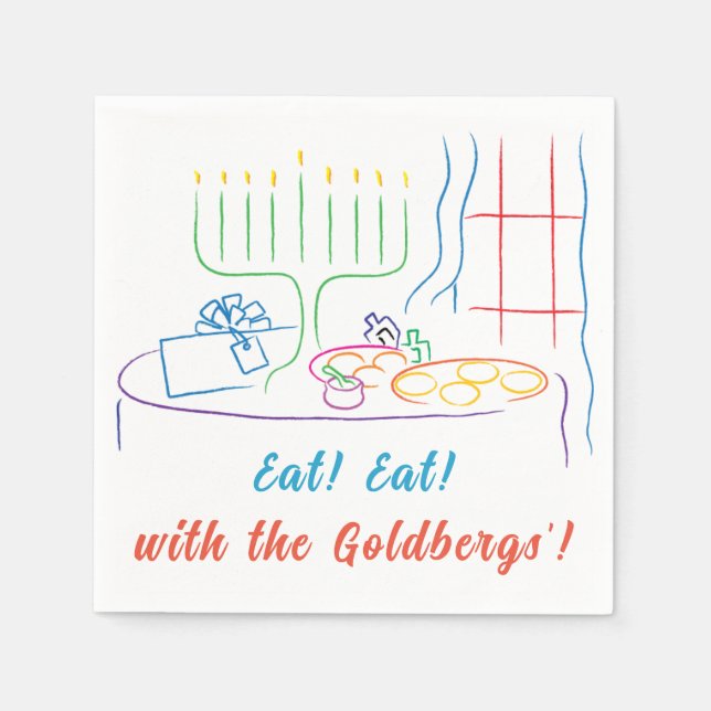 Hanukkah Holiday Dinner Napkin (Front)