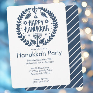 Hanukkah Holiday Party Cute Hand-Drawn Custom Invitation