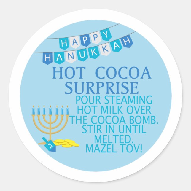 HANUKKAH Hot cocoa bomb sticker, Mazel tov Classic Round Sticker (Front)