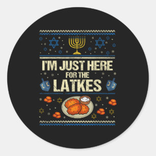 Hanukkah Im Just Here For The Latkes Chanukah Hanu Classic Round Sticker