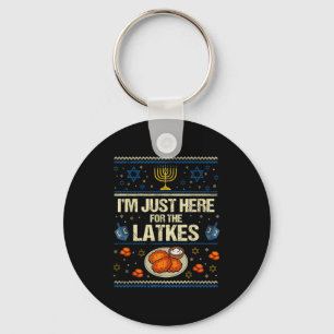 Hanukkah Im Just Here For The Latkes Chanukah Hanu Key Ring