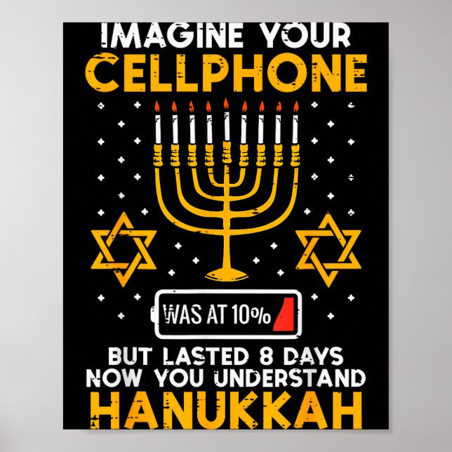 Hanukkah Imagine Your Cellphone Chanukah Jew Men W Poster (Front)