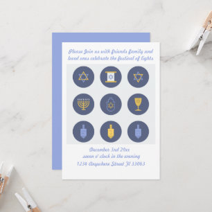 Hanukkah Invitation Cute Simple Party Celebration 