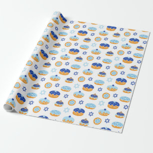 Hanukkah Jelly Doughnut Star of David Wrapping Pap Paper