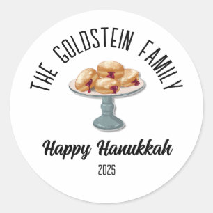 Hanukkah Jewish Chanuka Personalised Family Name Classic Round Sticker