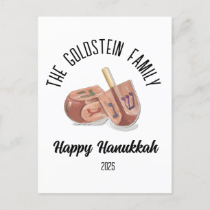 Hanukkah Jewish Chanuka Personalised Family Name Holiday Postcard