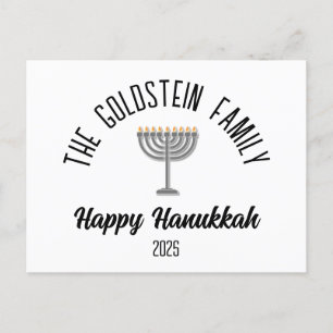 Hanukkah Jewish Chanuka Personalised Family Name Holiday Postcard