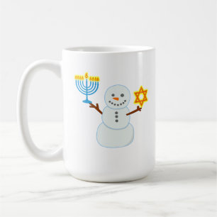 Hanukkah Jewish cute snowman Menorah Star of David Coffee Mug
