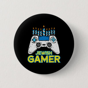 Hanukkah Jewish Gamer Chanukah Video Game Men Boys 6 Cm Round Badge