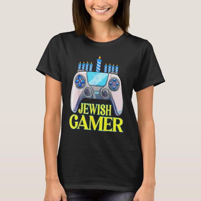 Hanukkah Jewish Gamer Video Game Christmas Xmas Bo T-Shirt (Front)