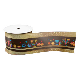 Hanukkah Jewish Holiday Hanukkiah Decoration Satin Ribbon