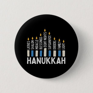 Hanukkah Jewish Holiday Menorah Jew 6 Cm Round Badge