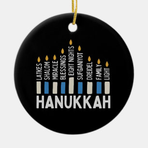 Hanukkah Jewish Holiday Menorah Jew Ceramic Ornament
