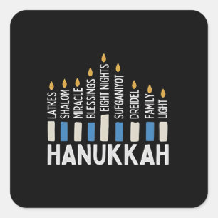 Hanukkah Jewish Holiday Menorah Jew Square Sticker