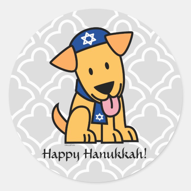 Hanukkah Jewish Labrador Retriever Puppy Dog Classic Round Sticker (Front)