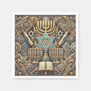 Hanukkah Jewish Napkins Menorah 