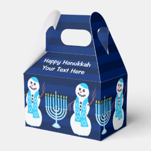 Hanukkah Jewish Snowman Blue Menorah Childrens Favour Box