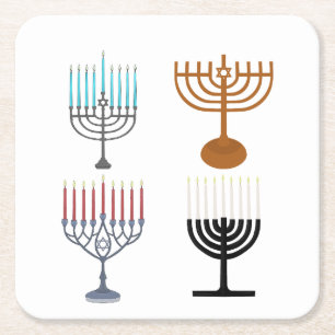 Hanukkah Judaism Jew Religion Square Paper Coaster