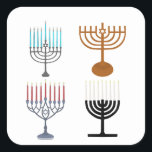 Hanukkah Judaism Jew Religion Square Sticker<br><div class="desc">Hanukkah is a Jewish festival held every year,  which celebrates the victory of light over darkness and the struggle of the Jews against their oppressors. Usually the party lasts about eight days.</div>