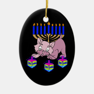 Hanukkah Kitty Ceramic Tree Decoration