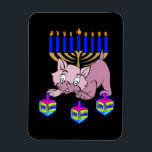 Hanukkah Kitty Magnet<br><div class="desc">Adorable Happy Hanukkah Kitty spinning fun dreidels in front of a traditional Jewish menorah is perfect for Chanukah gifts and gift ideas for the holidays.</div>