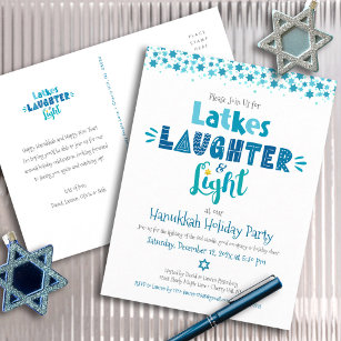 Hanukkah Latke Laughter Light Fun Modern Party  Invitation Postcard