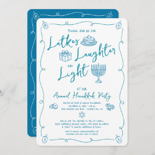 Hanukkah Latke Laughter Light Whimsical Fun Doodle Invitation