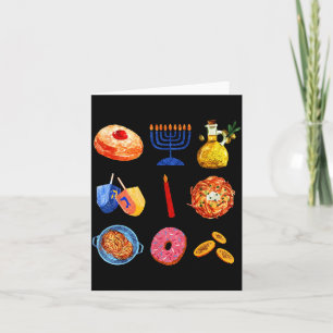 Hanukkah Latke Menorah Dreidel Donut Chanukah Jewi Card