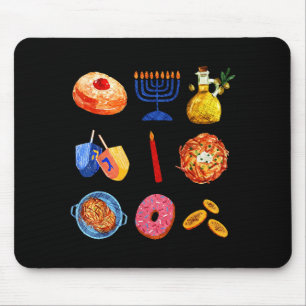 Hanukkah Latke Menorah Dreidel Donut Chanukah Jewi Mouse Pad