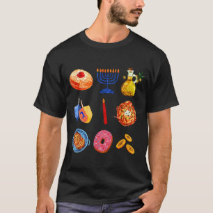 Hanukkah Latke Menorah Dreidel Donut Chanukah Jewi T-Shirt