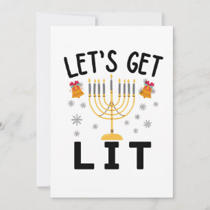  Hanukkah Let's Get Lit T-Shirt Invitation
