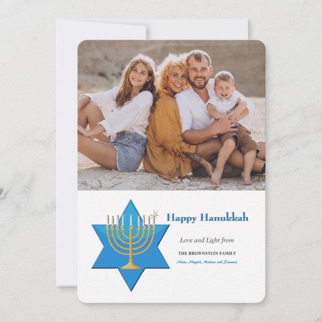 Hanukkah Light and Love Photo Holiday Card (Front)