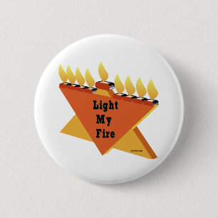 HANUKKAH LIGHT MY FIRE MENORAH GIFT 6 CM ROUND BADGE