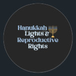 Hanukkah Lights And Reproductive Rights Feminist X Classic Round Sticker<br><div class="desc">Hanukkah Lights And Reproductive Rights Feminist Xmas Women</div>
