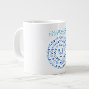 Hanukkah Lights Festival Anniversary 70th Large Coffee Mug