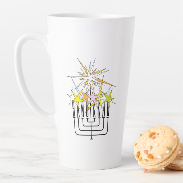 Hanukkah Lights Latte Mug (In Situ)