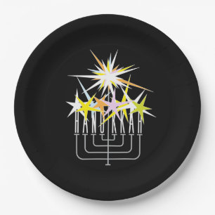 Hanukkah Lights Paper Plate